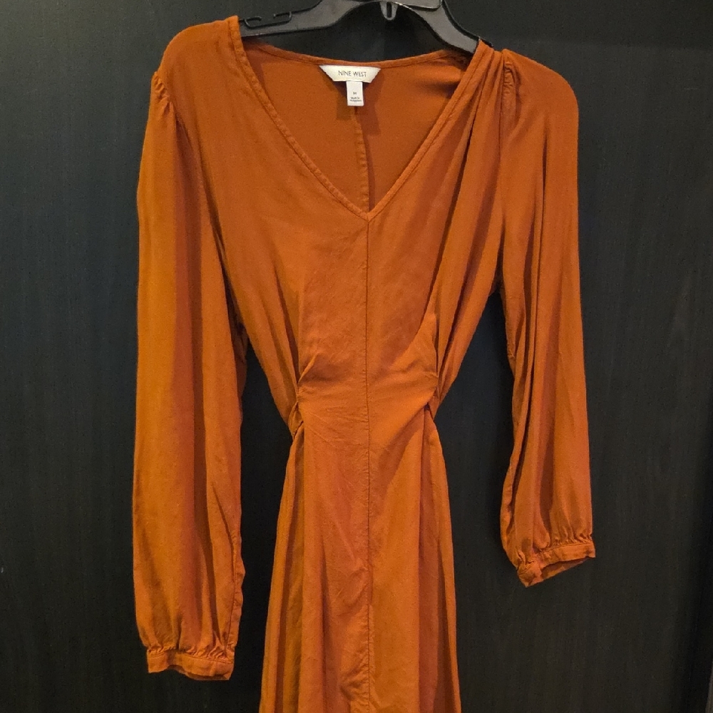 Nine West Rust Long Sleeve Dress